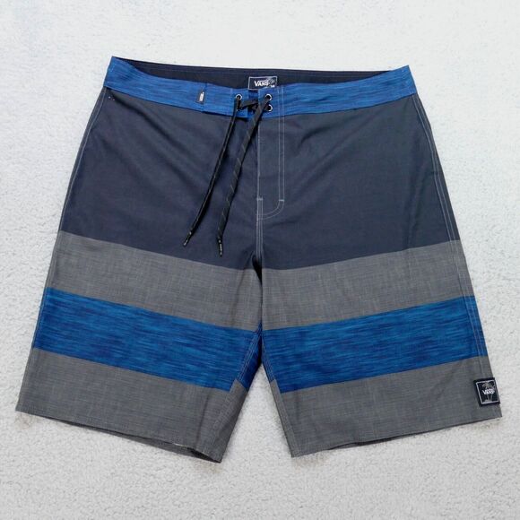 VANS Expedition Performance Board Shorts + 4-Way Stretch Mens 34 Black Blue Gray - Picture 1 of 15